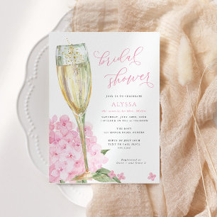 Pink Hydrangea Blooms Brautparty Einladung