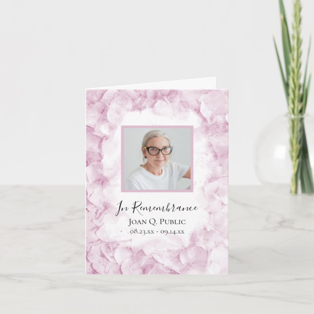 Pink Hydrangea Blume Aquarell Beerdigung Beileid Dankeskarte (Vorderseite)