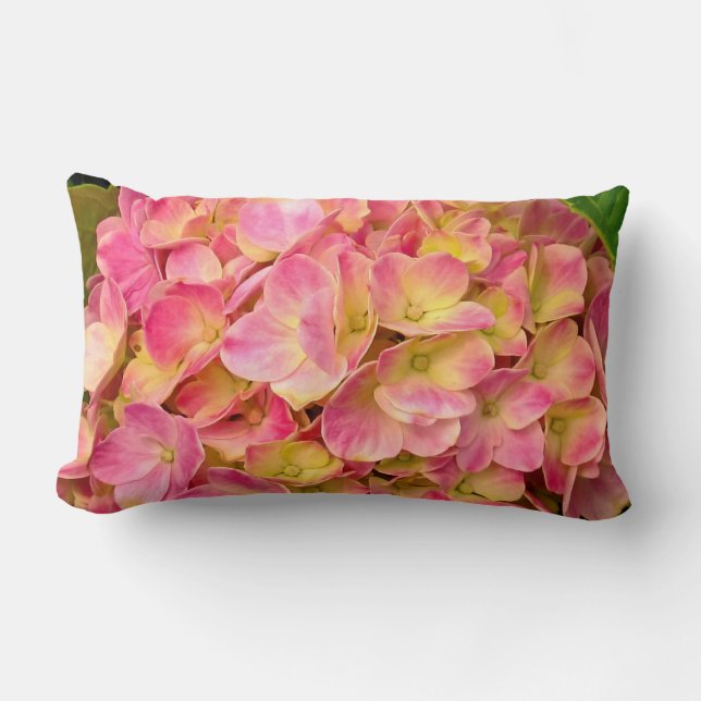 Pink Hydrangea Blume Lumbar Kissen (Vorderseite)