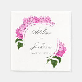 Pink Hydrangea Blume Namen und Hochzeitstag Serviette