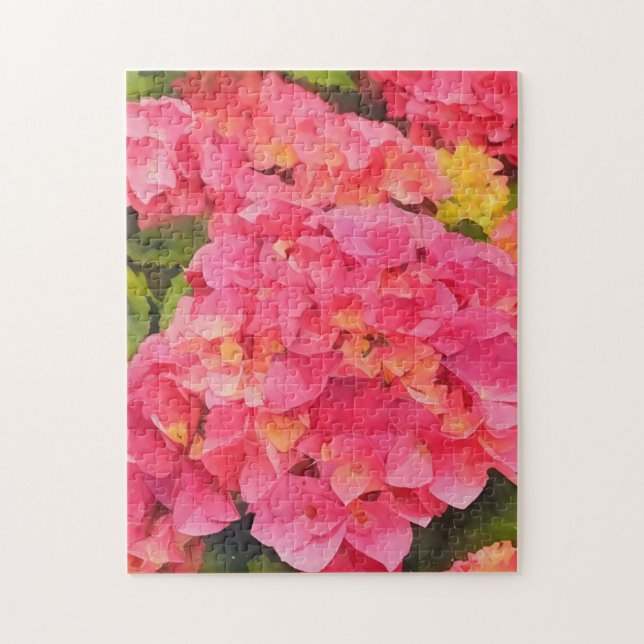 Pink Hydrangea Blume Wasserfarben Kunst (Vertikal)