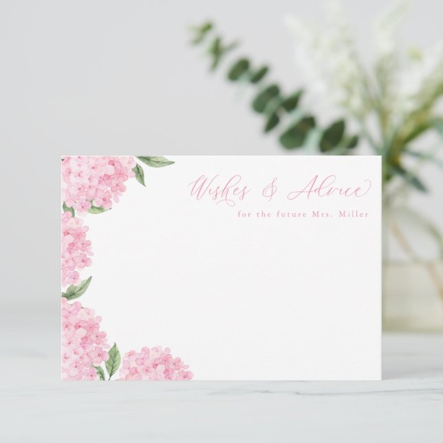 Pink Hydrangea Blütenblütenkarte Begleitkarte (Stehend Vorderseite)