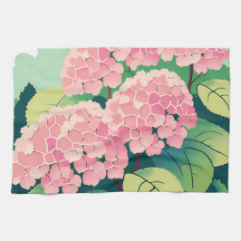 Pink Hydrangea Floral Botanical Geschirrtuch