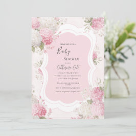 Pink Hydrangea Floral Elegant Baby Shower Einladung