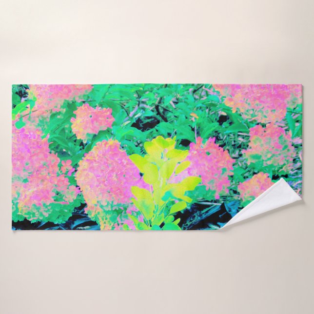 Pink Hydrangea Garden mit gelben Folies Badehandtuch (Badehandtuch)