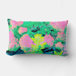 Pink Hydrangea Garden mit gelben Folies Lendenkissen