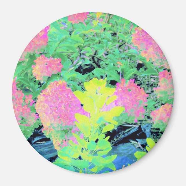 Pink Hydrangea Garden mit gelben Folies Magnet (Vorne)