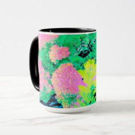 Pink Hydrangea Garden mit gelben Folies Tasse