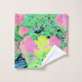 Pink Hydrangea Garden mit gelben Folies Waschlappen