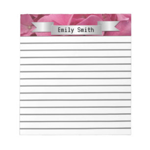 Pink Hydrangea Hübsch Personalisiert Lined Notepad Notizblock