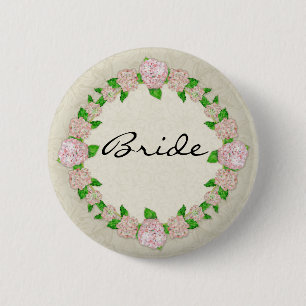 Pink Hydrangea Lace Floral Formal Elegante Hochzei Button