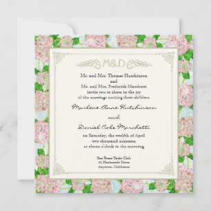 Pink Hydrangea Lace Floral Formal Elegante Hochzei Einladung