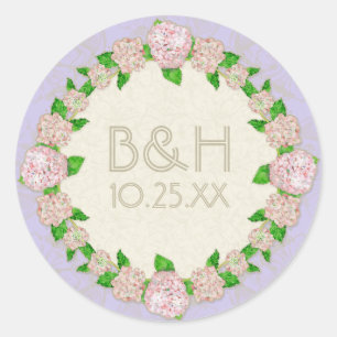 Pink Hydrangea Lace Floral Formal Elegante Hochzei Runder Aufkleber
