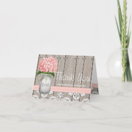Pink Hydrangea Mit Monogramm Mason Jar DANK Dankeskarte