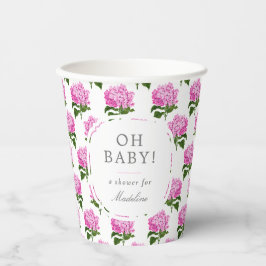 Pink Hydrangea Muster Oh Baby Girl Dusche Pappbecher