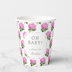 Pink Hydrangea Muster Oh Baby Girl Dusche Pappbecher