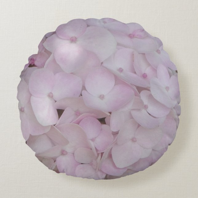 Pink Hydrangea Muster Rundkissen Rundes Kissen (Vorderseite)