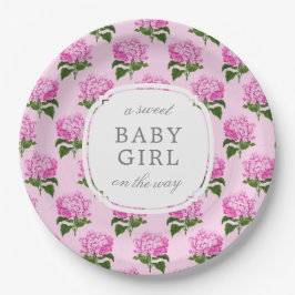 Pink Hydrangea Muster Sweet Baby Girl Pappteller