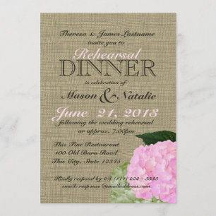 Pink Hydrangea Probe Dinner 12x18 Einladung