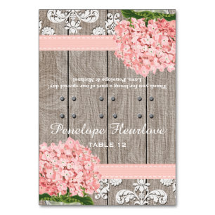 Pink Hydrangea Ribbon DIY Zelt-Platzkarte Tischnummer