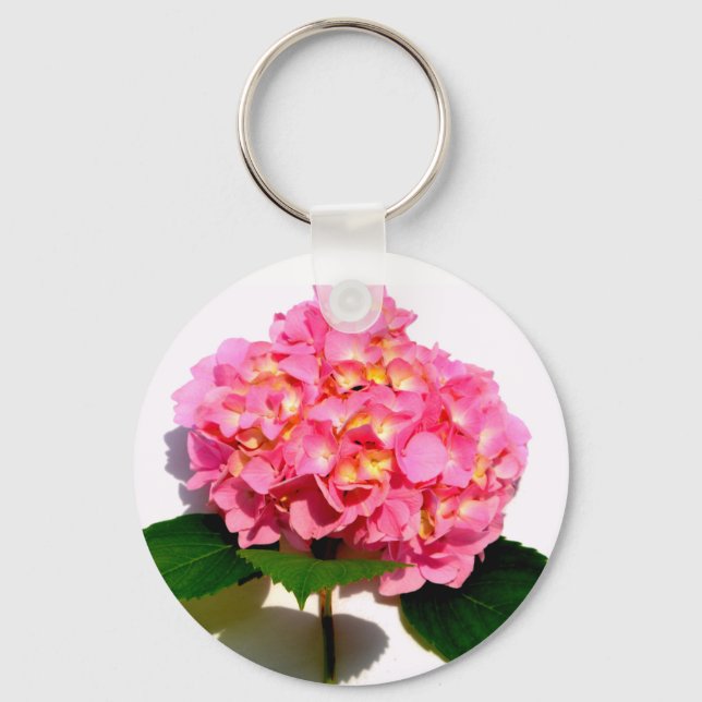 Pink Hydrangea Rosa Blume Rosa Blütenblume Schlüsselanhänger (Vorderseite)