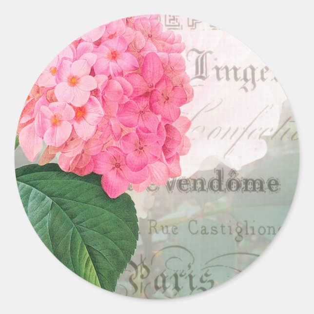 Pink-Hydrangea-Umschlag-Aufkleber Runder Aufkleber (Vorderseite)