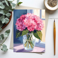Pink Hydrangea Vase Blume Bouquet Wasserfarbe