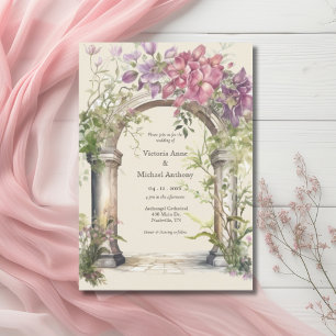Pink Hydrangea Verziert Arch Wedding Einladung