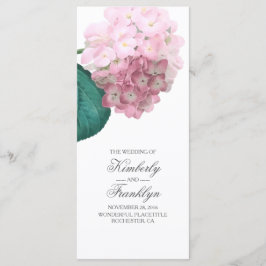 Pink Hydrangea Vintage Blumenhochzeitprogramme Programm