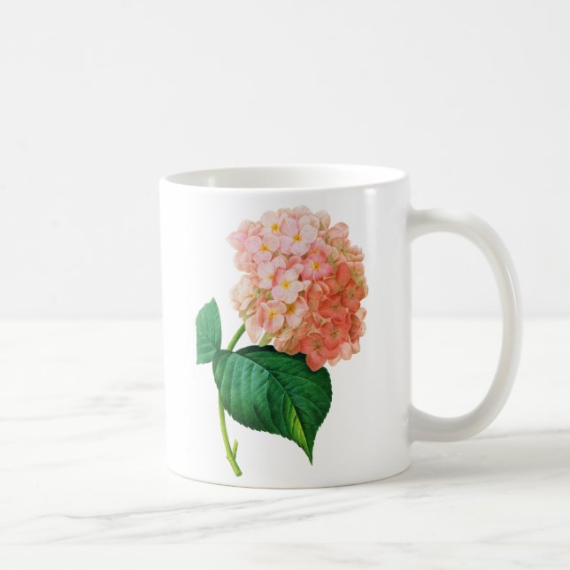 Pink Hydrangea von Pierre Joseph Redoute Kaffeetasse (Rechts)