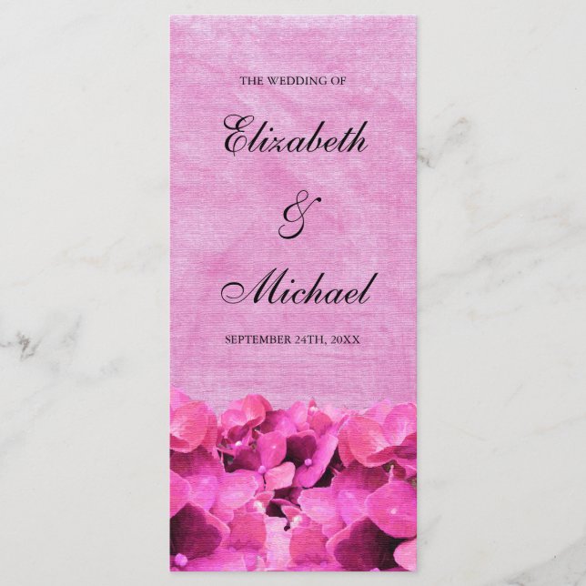 Pink Hydrangea Wedding Program Programm (Vorderseite)