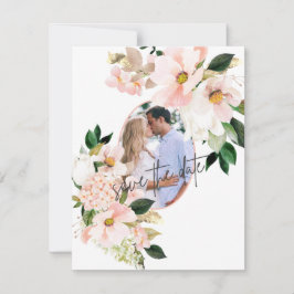 Pink Hydrangea White Tulips Foto Hochzeit Save The Date