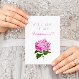 Pink Hydrangea wirst du meine Bridesmaid sein Postkarte