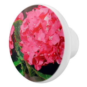 Pink Hydrangeas Keramikknauf