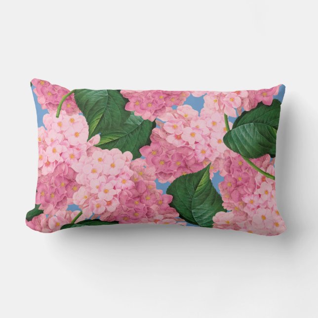 Pink Hydrangeas Lumbar Kissen (Vorderseite)
