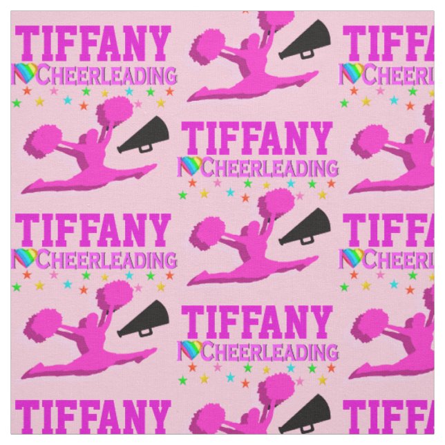 PINK I LIEBE CHEERLEADING PERSONALISIERT FABRIC STOFF (Muster)