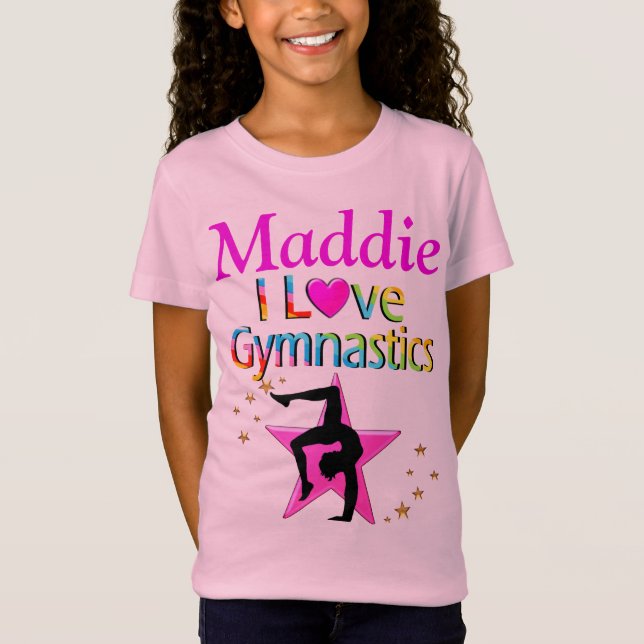 PINK I LIEBE GYMNASTIK PERSONALISIERTES SHIRT (Vorderseite)