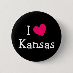 Pink I Liebe Kansas Button
