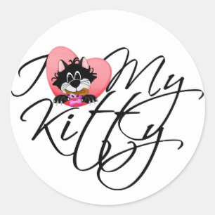 Pink I Liebe My Kitty - Hemden und Geschenke Runder Aufkleber