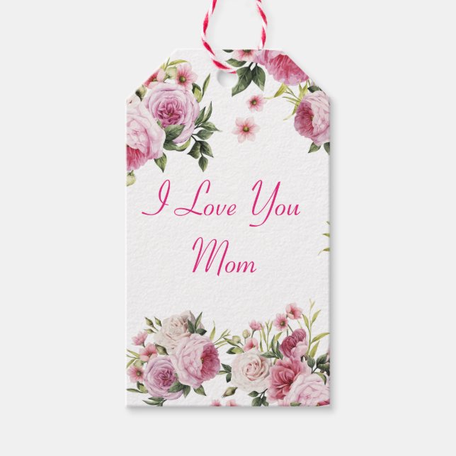 Pink I Liebe Sie Mama Geschenktasten Geschenkanhänger (Vorderseite)