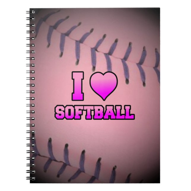 Pink I Liebe Softball Notizblock (Vorderseite)