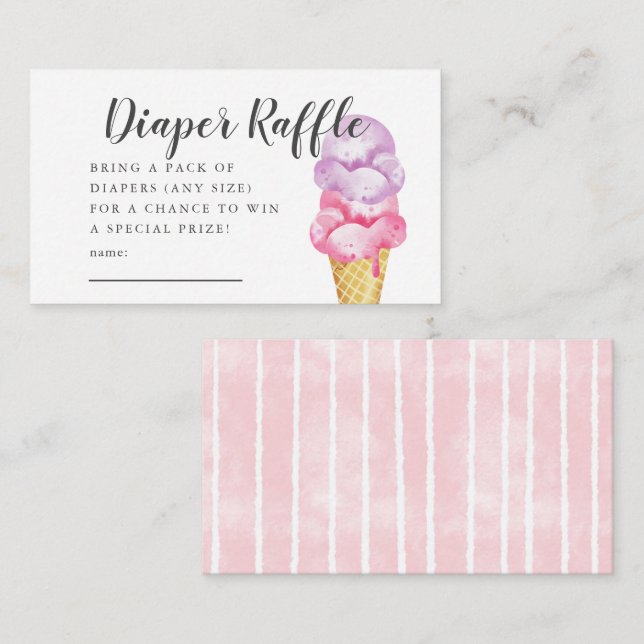 Pink Ice Cream Baby Duschkabine Windelwanne Raffle Begleitkarte (Vorne/Hinten)
