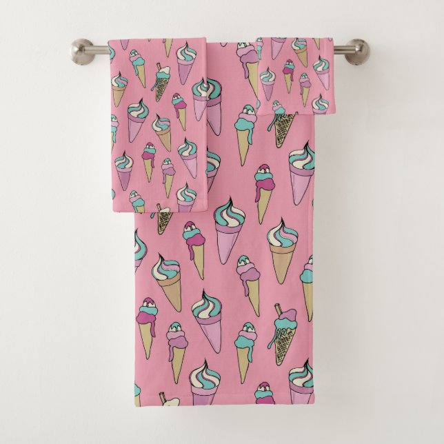 Pink Ice Creme Cone Gift Muster Badhandtuch Set (Insitu)