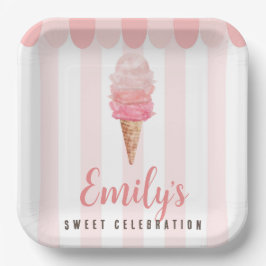 Pink Ice Creme Geburtstagsparty Paper Teller