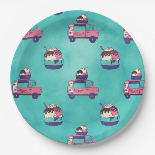 Pink Ice Creme Truck Pappteller