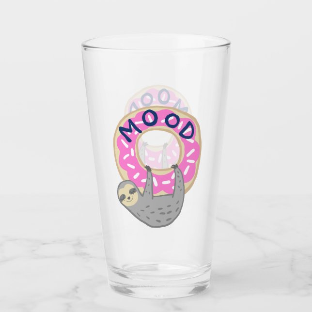 Pink Iced Donut Mood Sloth Glas (Vorderseite)