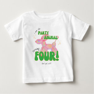 Pink ich bin das Party Ballon Tier 4. Geburtstag Baby T-shirt