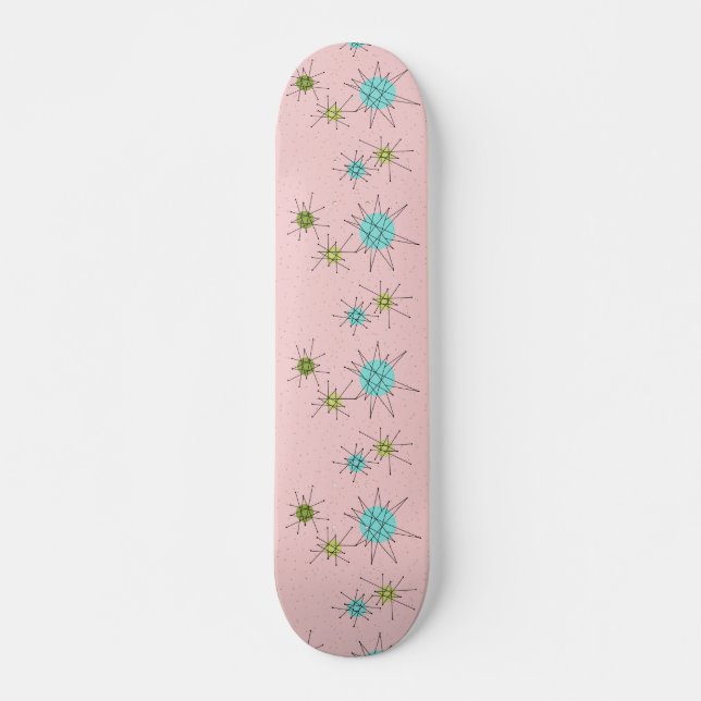 Pink Iconic Atomic Starbursts Skateboard (Vorne)
