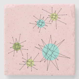 Pink Iconic Atomic Starbursts Stone Coaster Steinuntersetzer