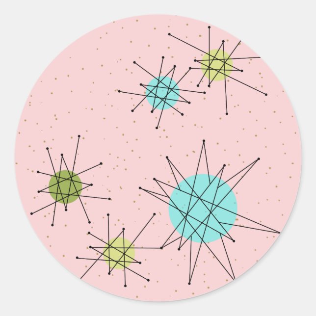 Pink Iconic Atomic Sternexplosion Round Stickers (Vorderseite)